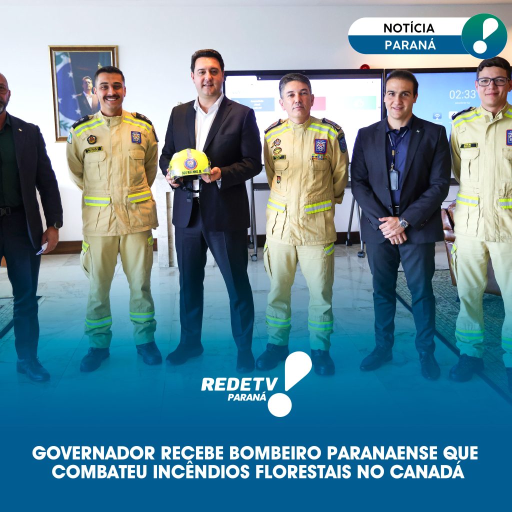 Governador recebe bombeiro paranaense que combateu incêndios florestais no Canadá